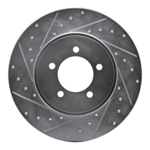 Lincoln Aviator Brake Rotor (1) - Rear Left - R1 Concepts - Drilled & Slotted - Silver - `03-`05